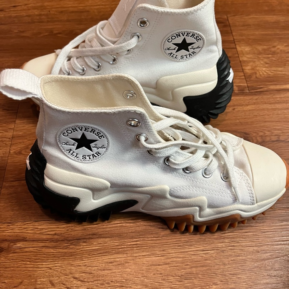 Converse Black and White High-Tops with Gum Soles - Picture 3 of 12